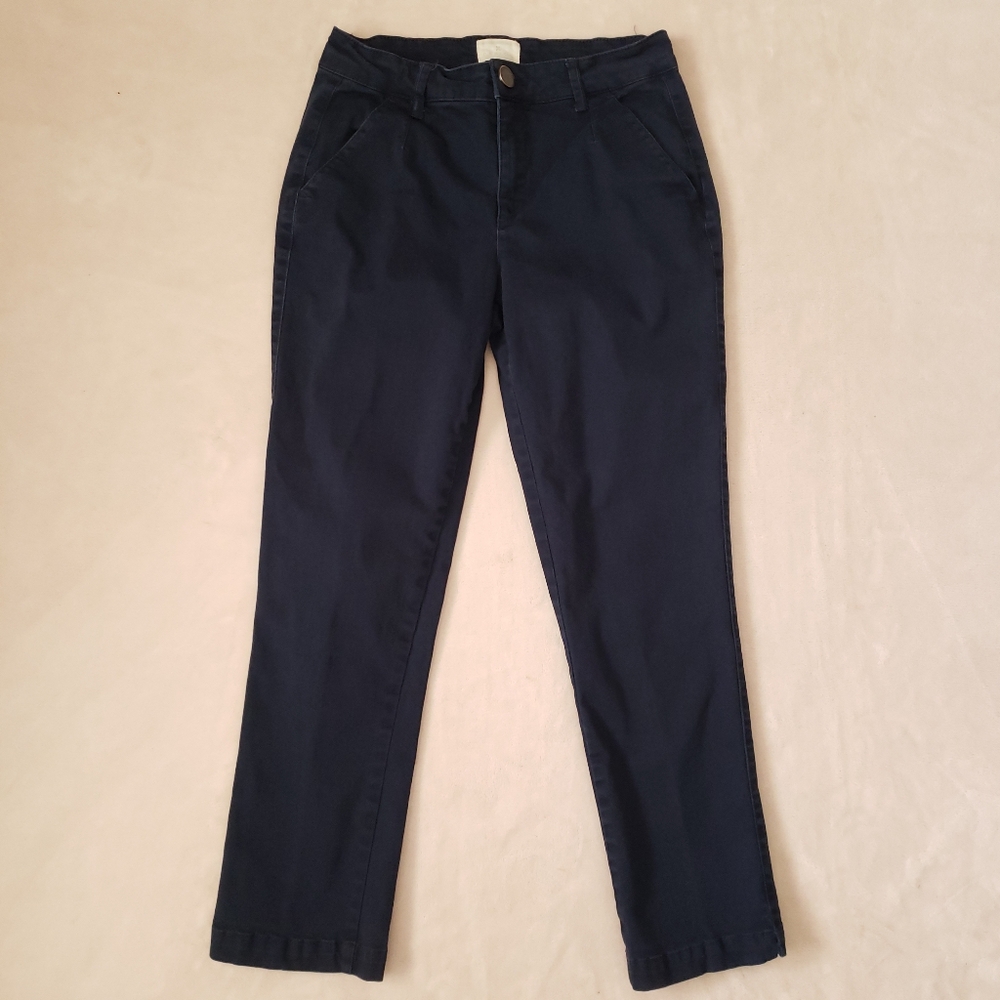 Caslon Navy Blue Cotton Stretch Ankle Length Chino Pants